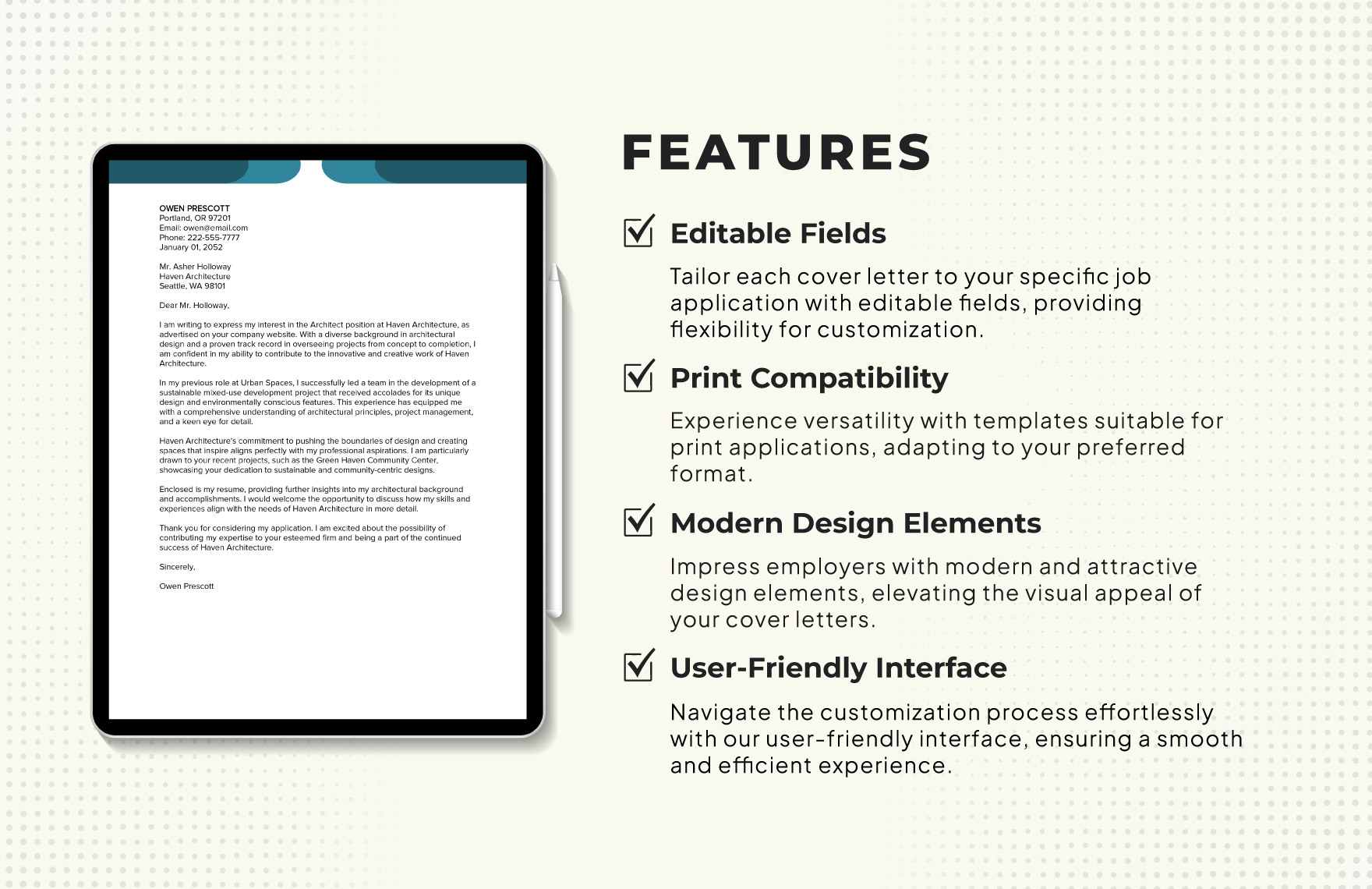 Cover Letter for Mac Template