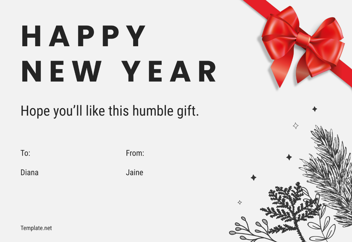 Free New Year Gift Card Template