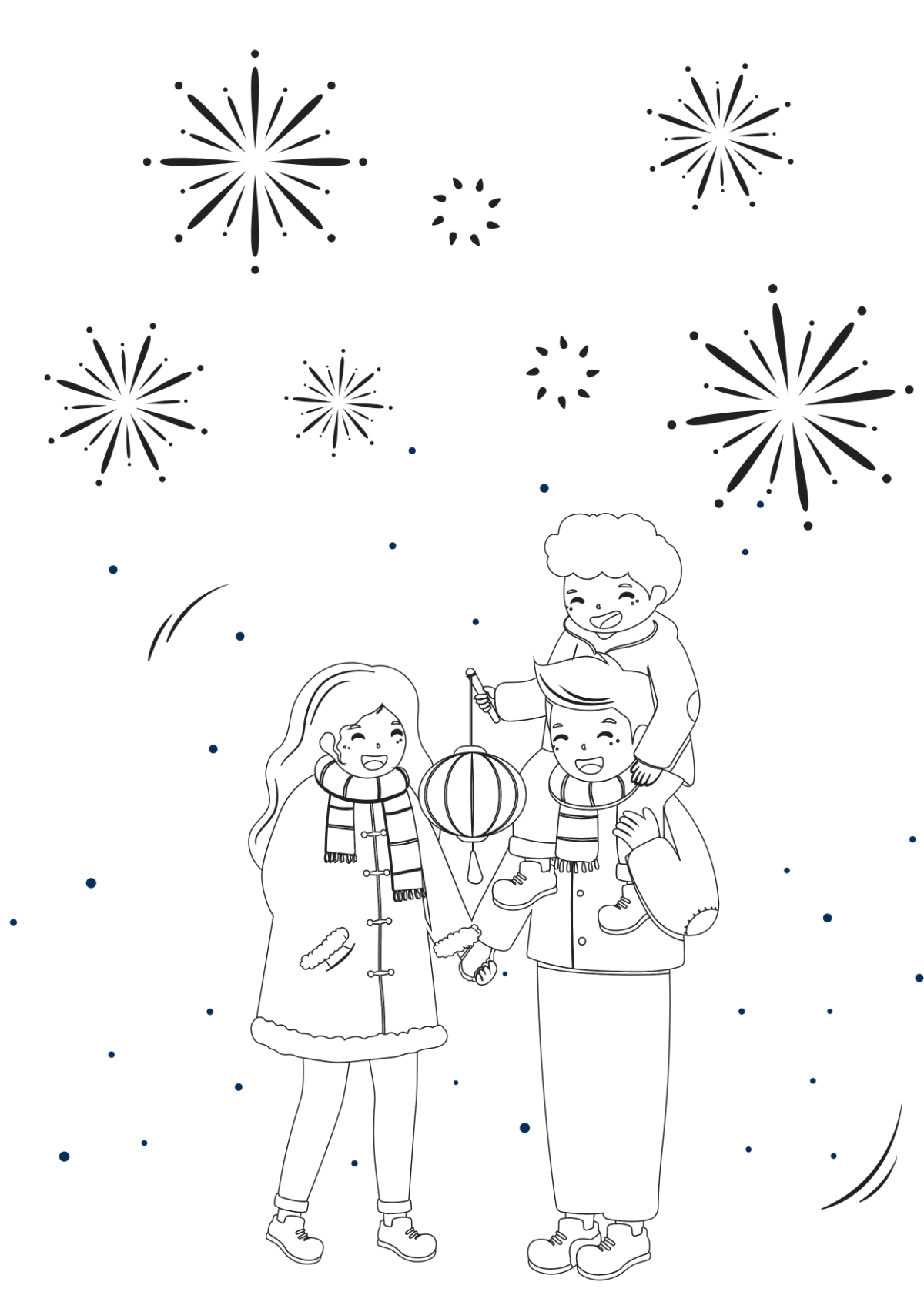 Free Family New Year Drawing Template