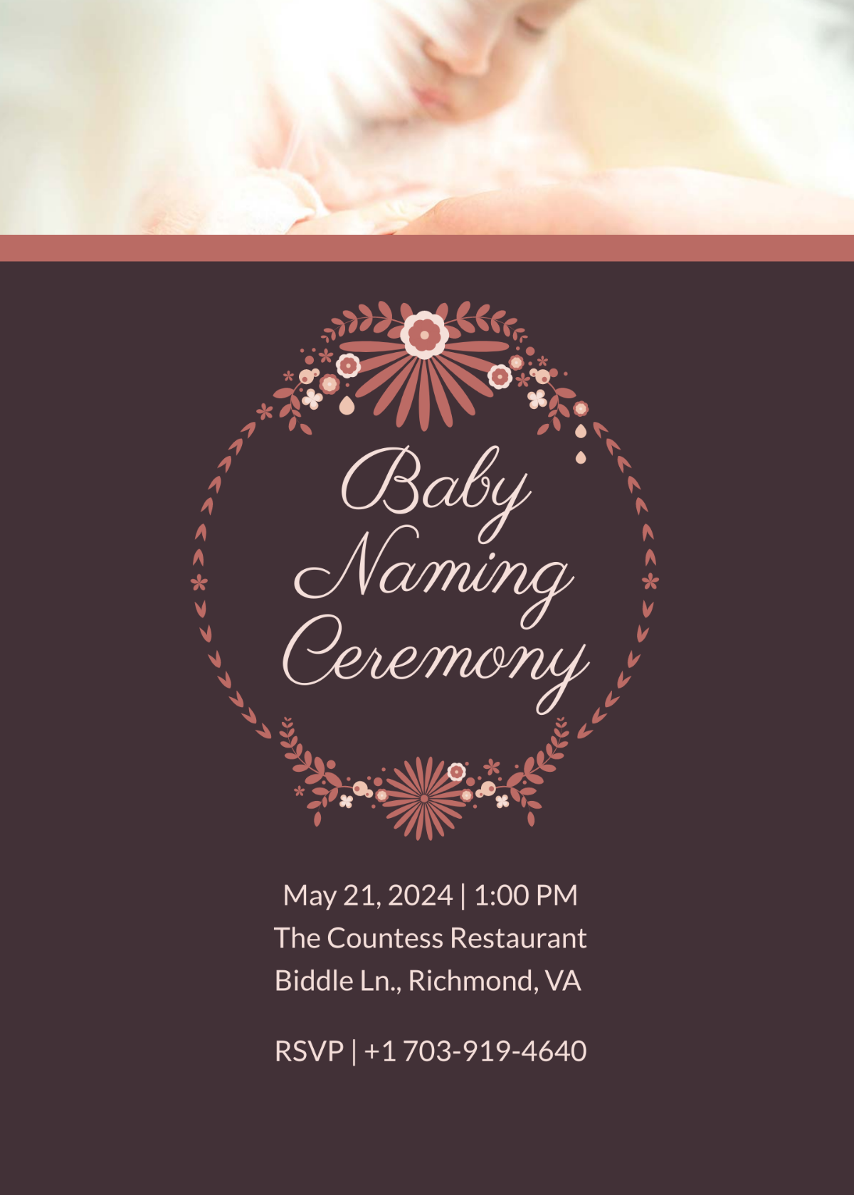 Prosperous Baby Naming Ceremony Invitation Card Template