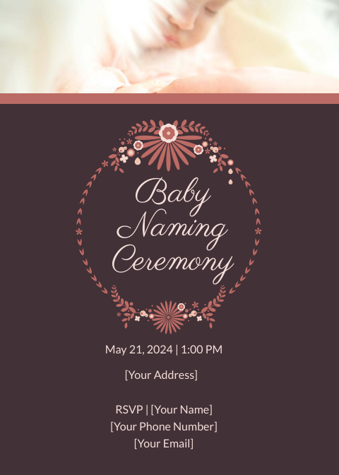 Prosperous Baby Naming Ceremony Invitation Card