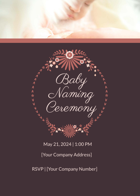 Prosperous Baby Naming Ceremony Invitation Card Template