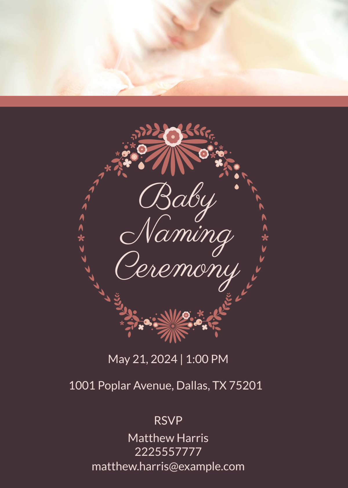 Prosperous Baby Naming Ceremony Invitation Card