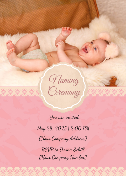 Grand Daughter Naming Ceremony Invitation Card Template