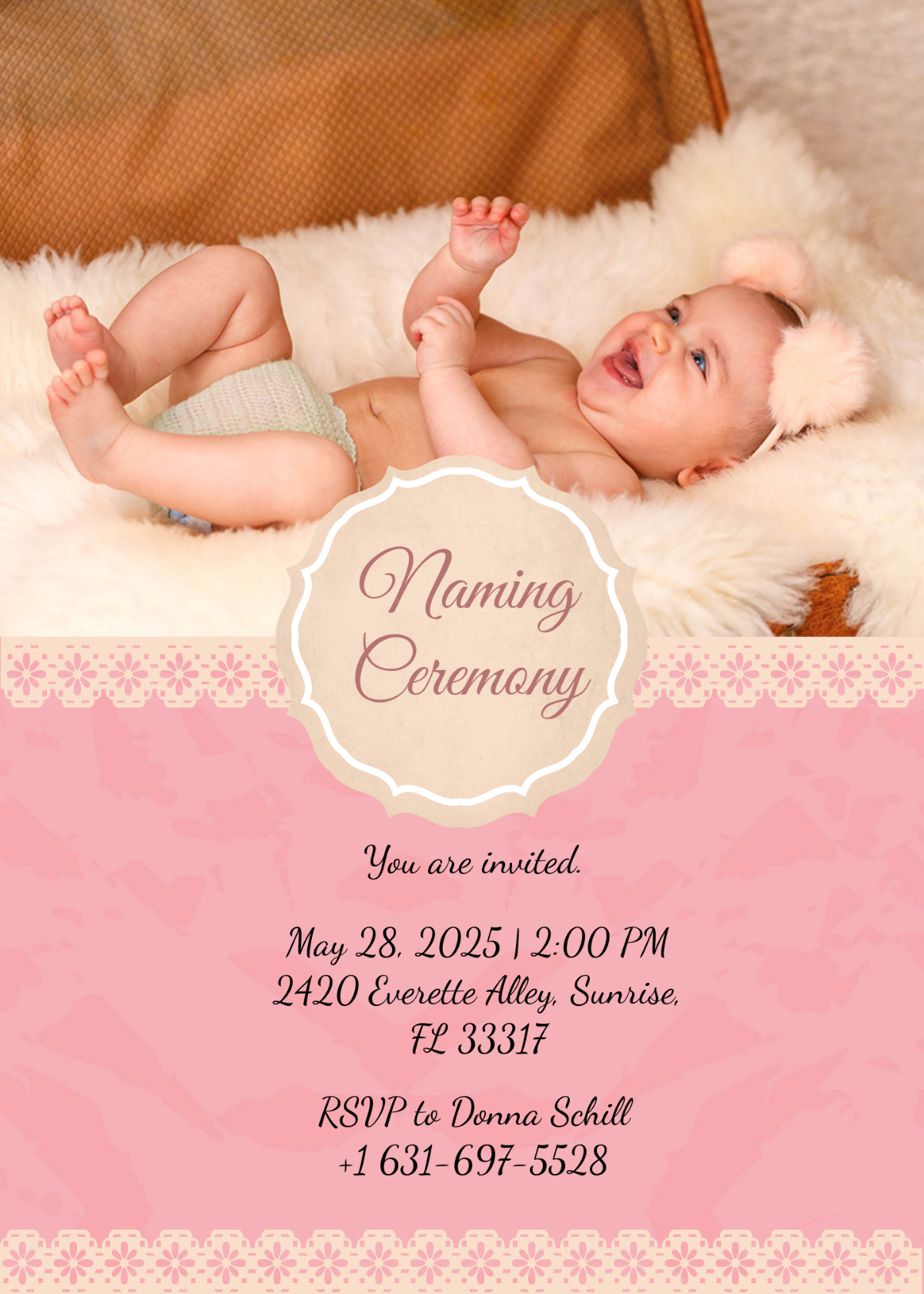 Grand Daughter Naming Ceremony Invitation Card Template