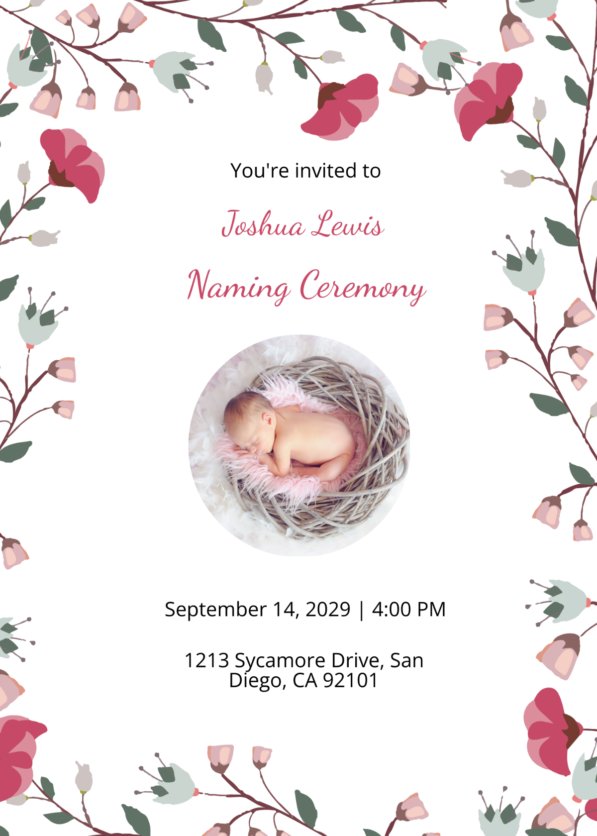 Baby Boy Naming Ceremony Invitation