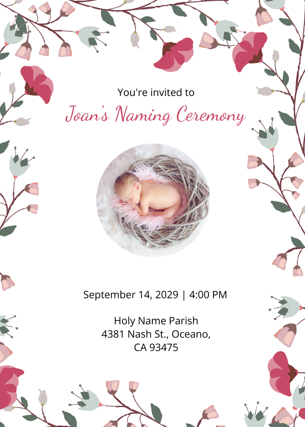 Baby Boy Naming Ceremony Invitation Template