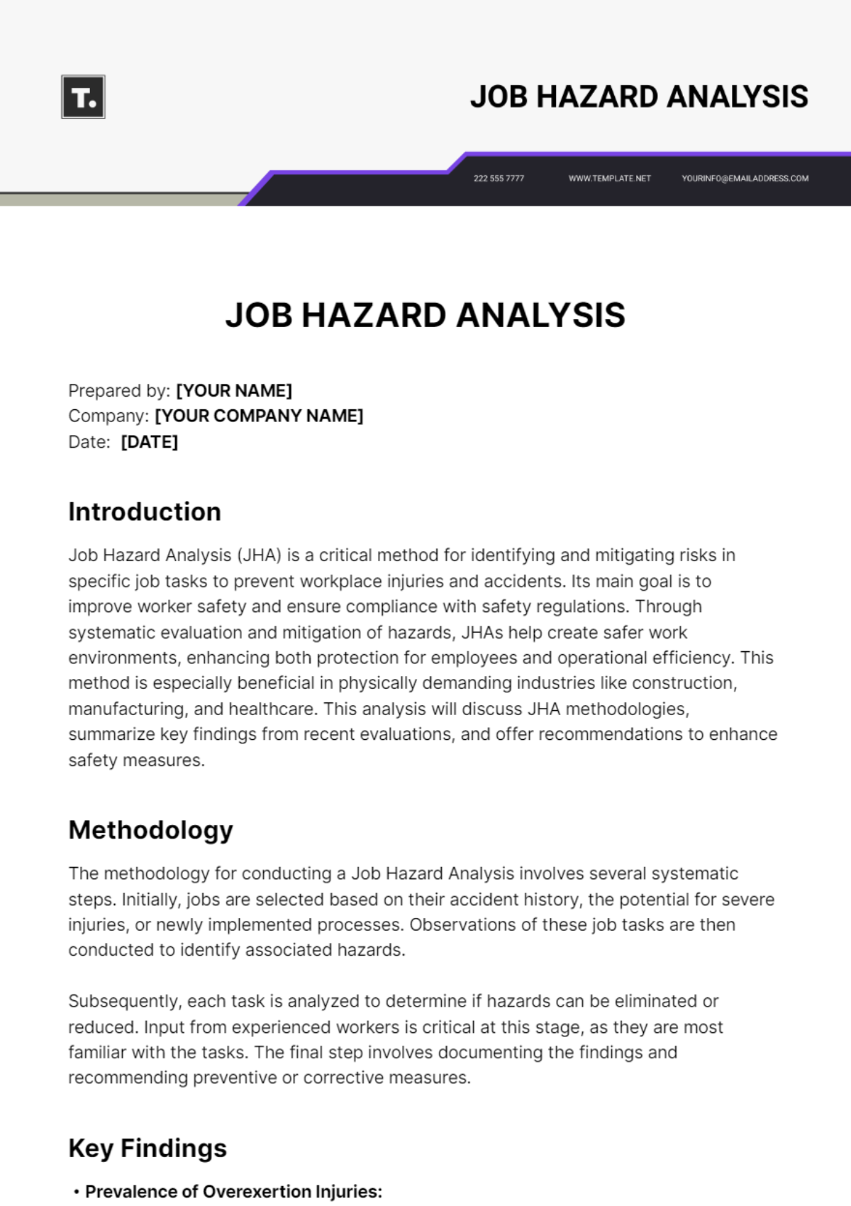 Job Hazard Analysis Template - Edit Online & Download