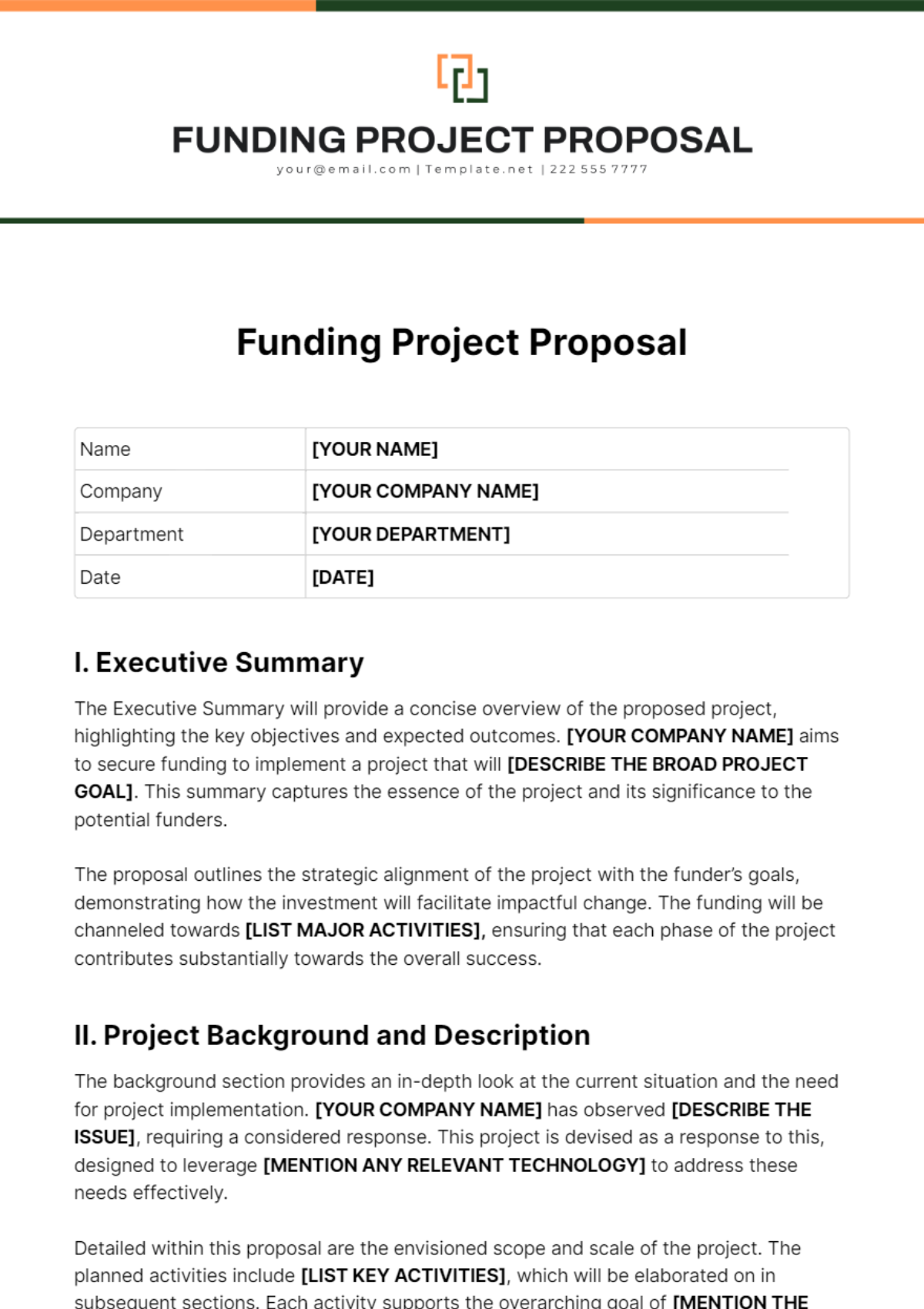 Free Funding Project Proposal Template