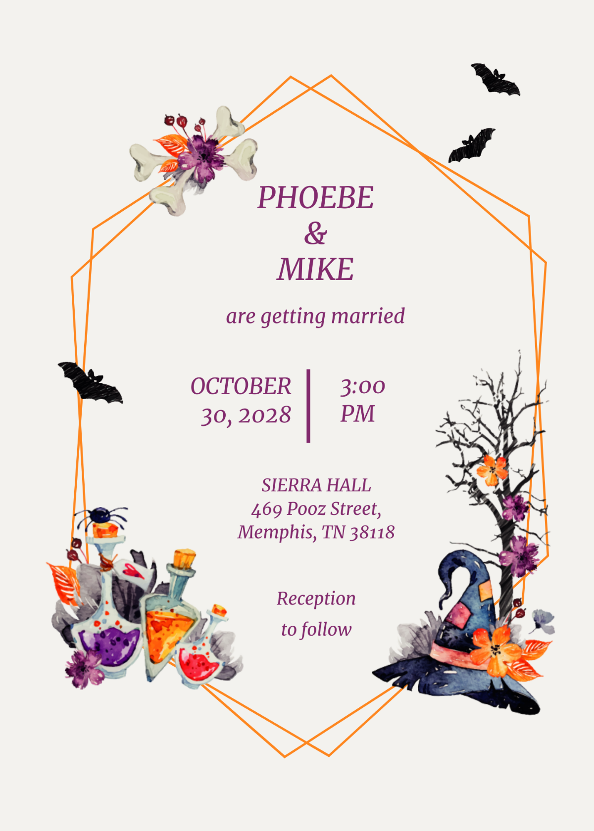 Halloween Wedding Invitation Template