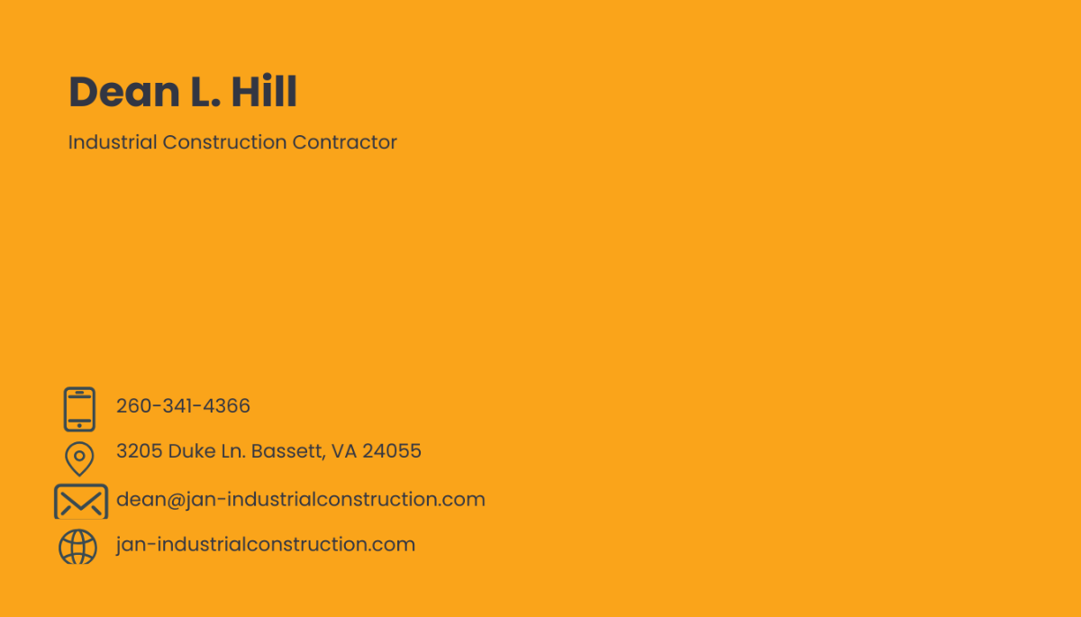 Free Industrial Construction Business Card Template