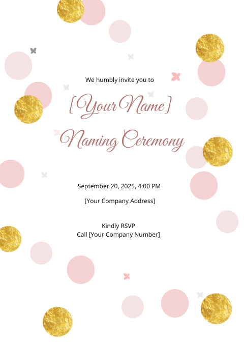 Sample Naming Ceremony Invitation