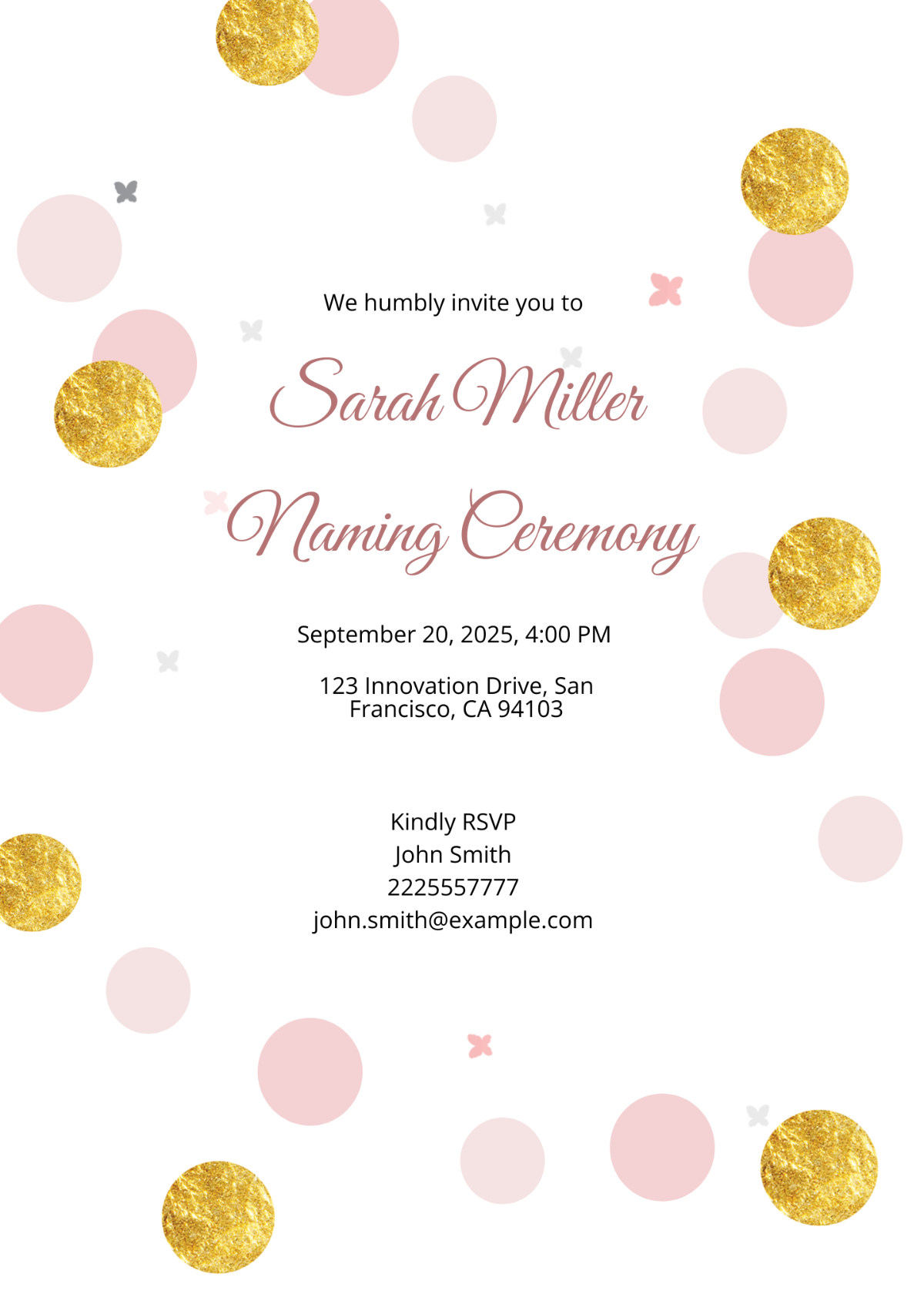 Sample Naming Ceremony Invitation