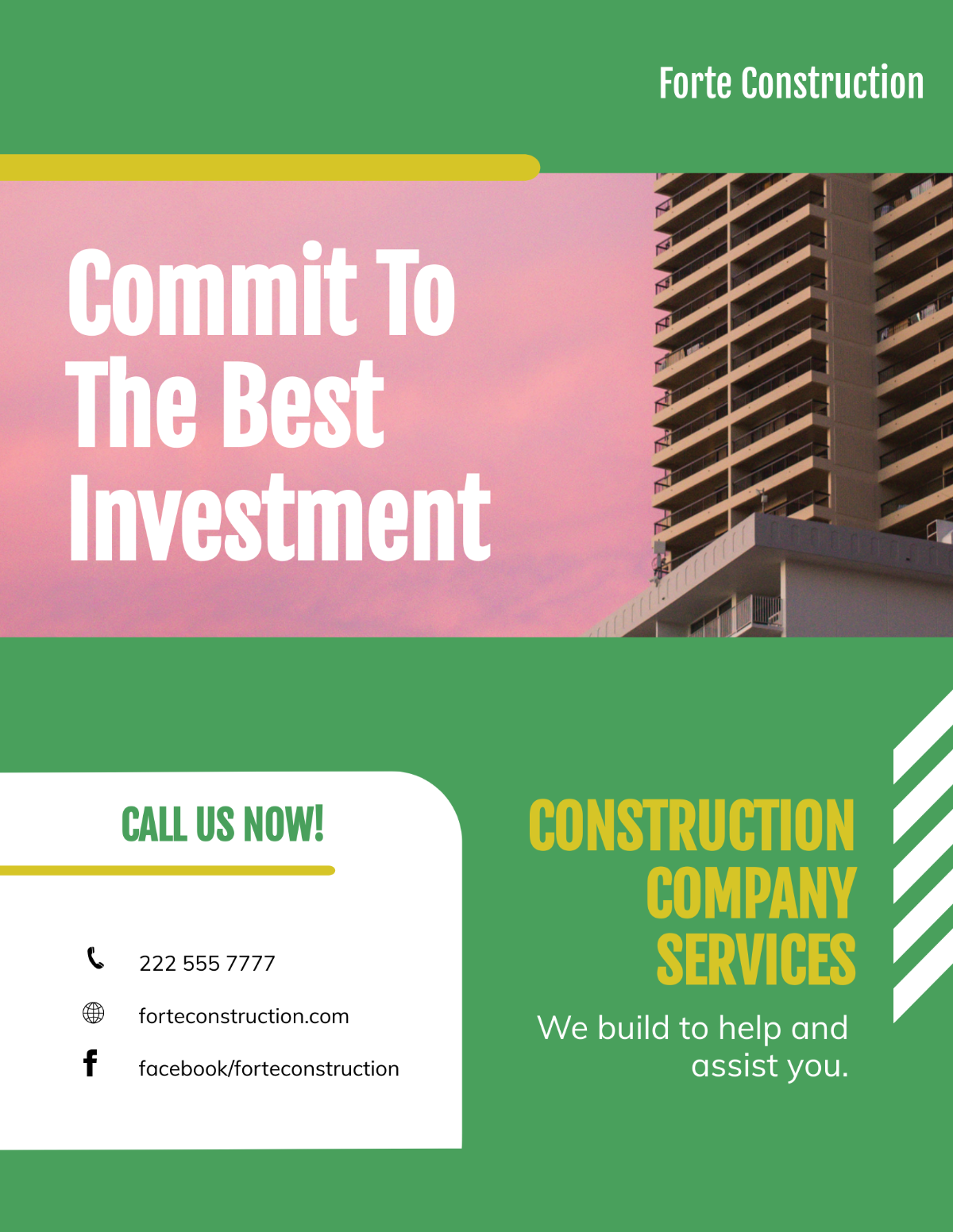 Construction Company Investor Flyer Template - Edit Online & Download