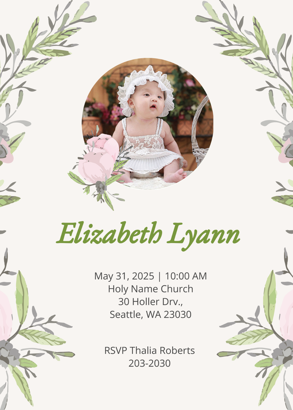 Heartfelt Baby Naming Ceremony Invitation Template