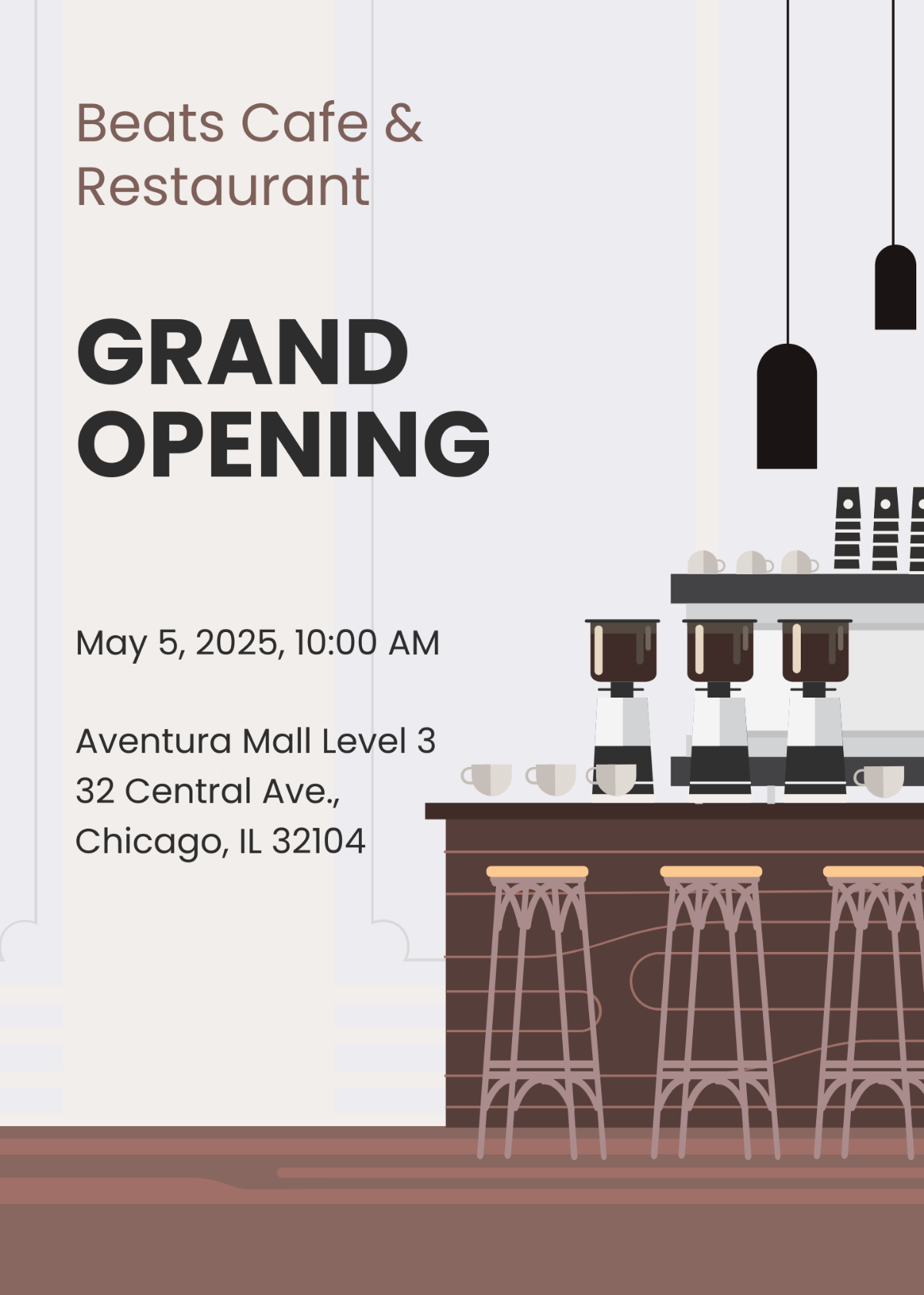 Cafe And Restaurant Opening Invitation Template