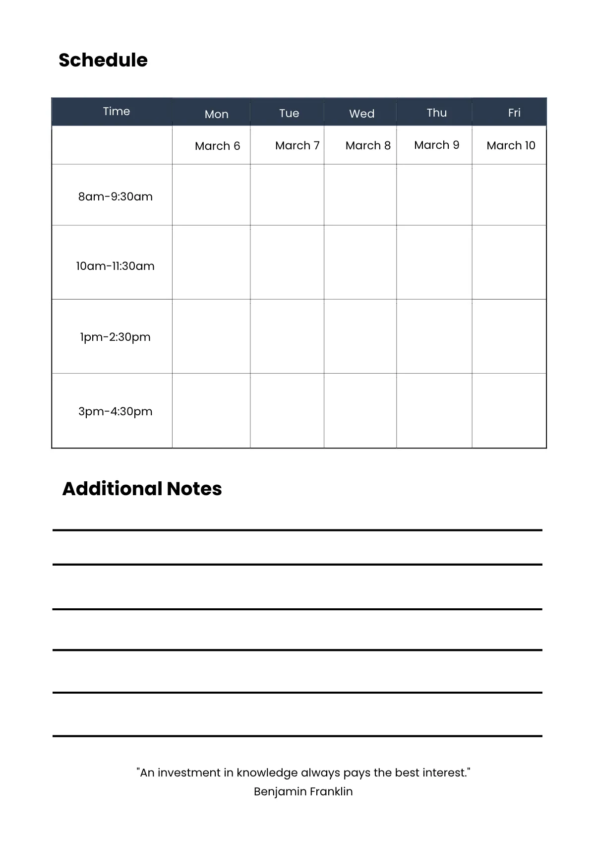 Free College Planner Template to Edit Online