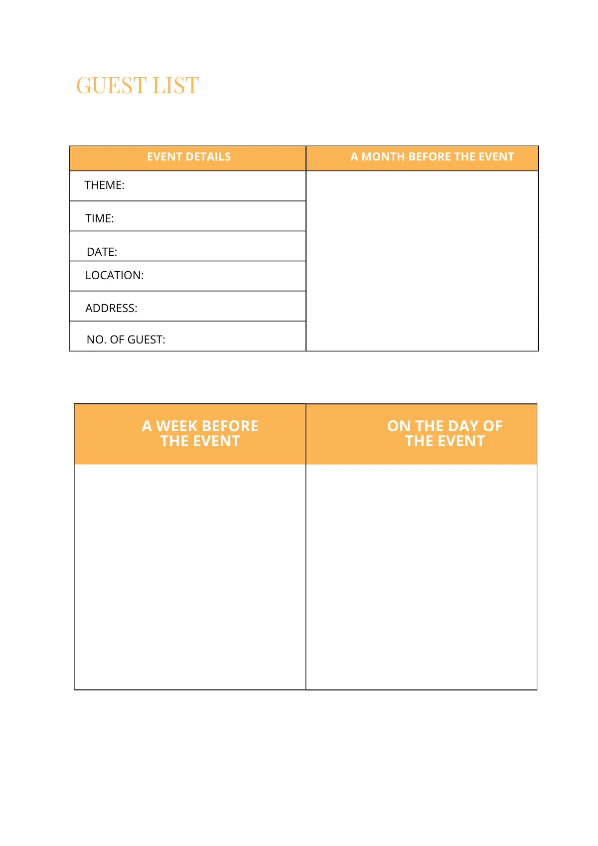 Free Event Planner Template to Edit Online