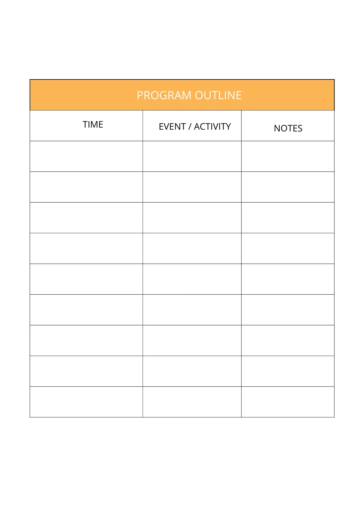 Free Event Planner Template to Edit Online