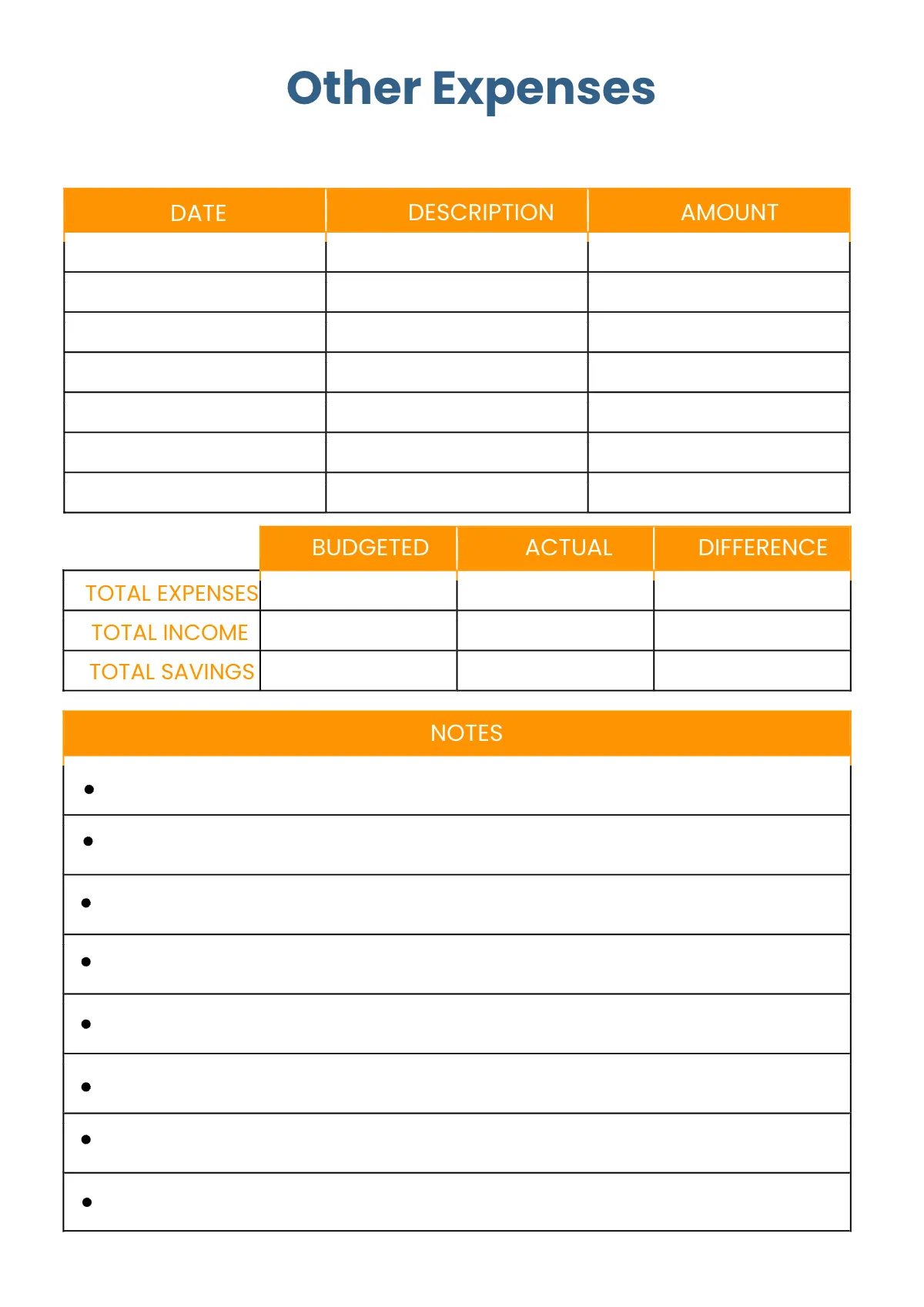 Free Blank Budget Planner Template to Edit Online