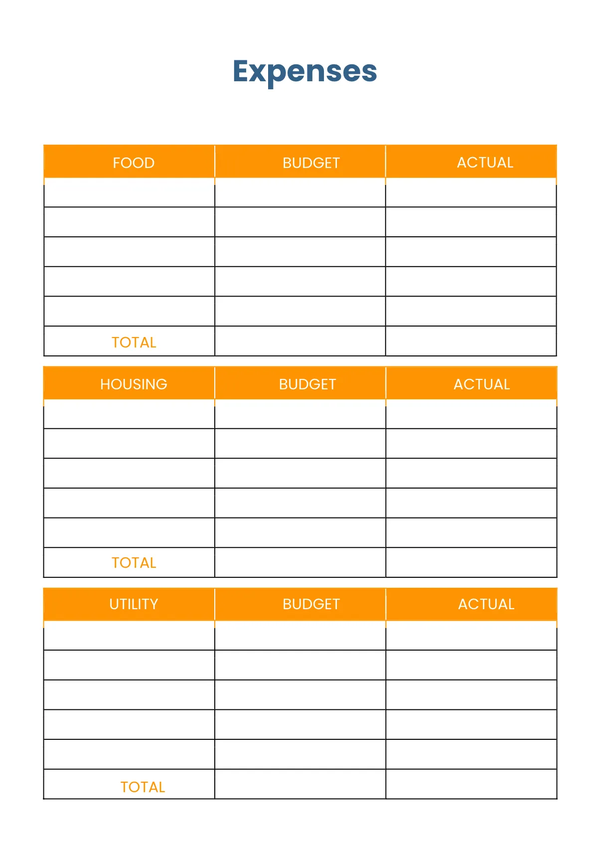 Free Blank Budget Planner Template to Edit Online