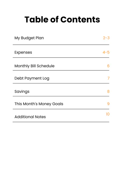 Free Blank Budget Planner Template to Edit Online