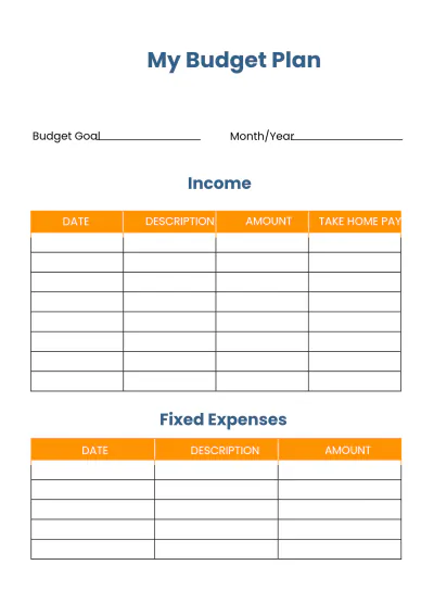 Free Blank Budget Planner Template to Edit Online