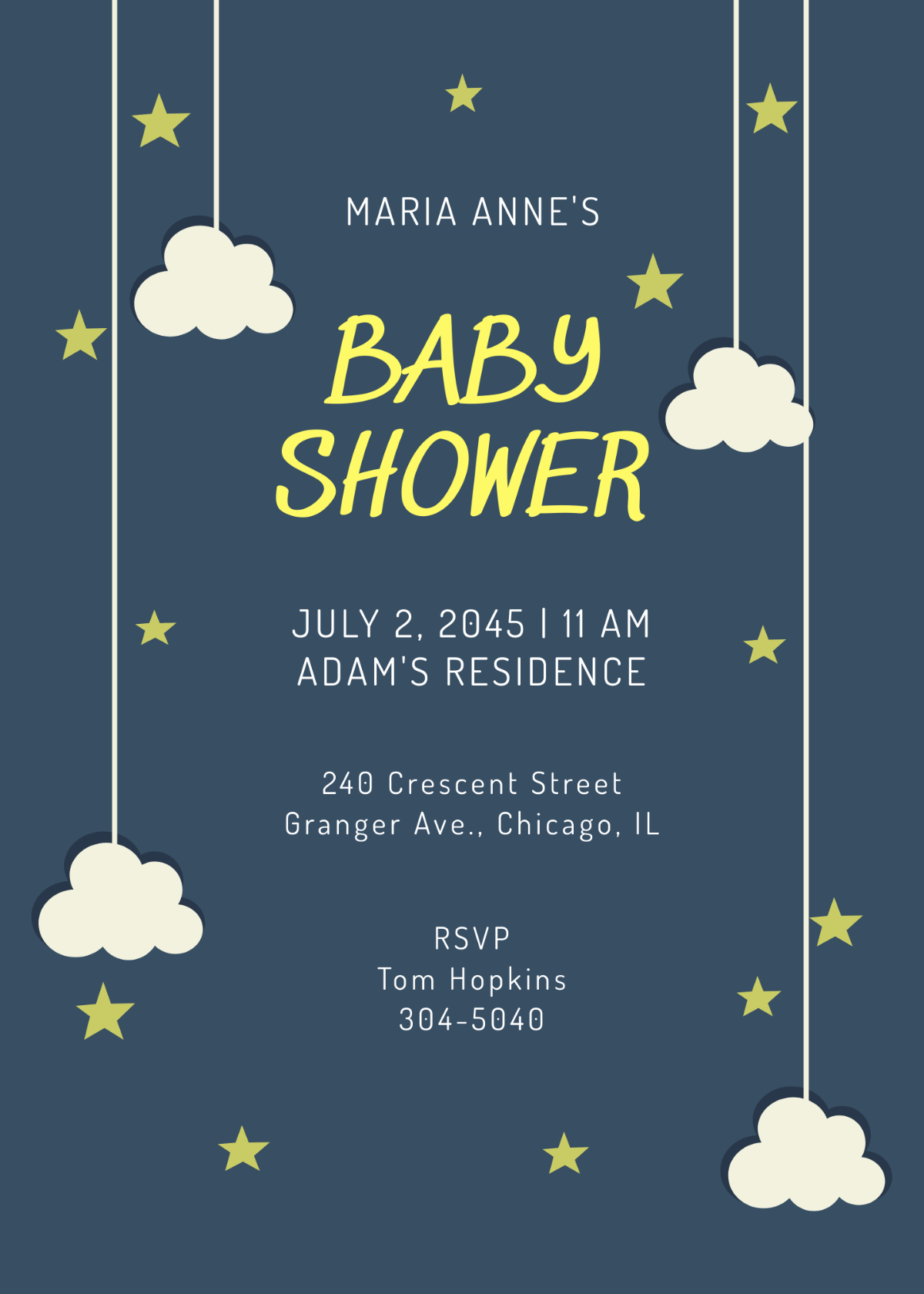 Twinkle Twinkle Star Baby Shower Invitation Template