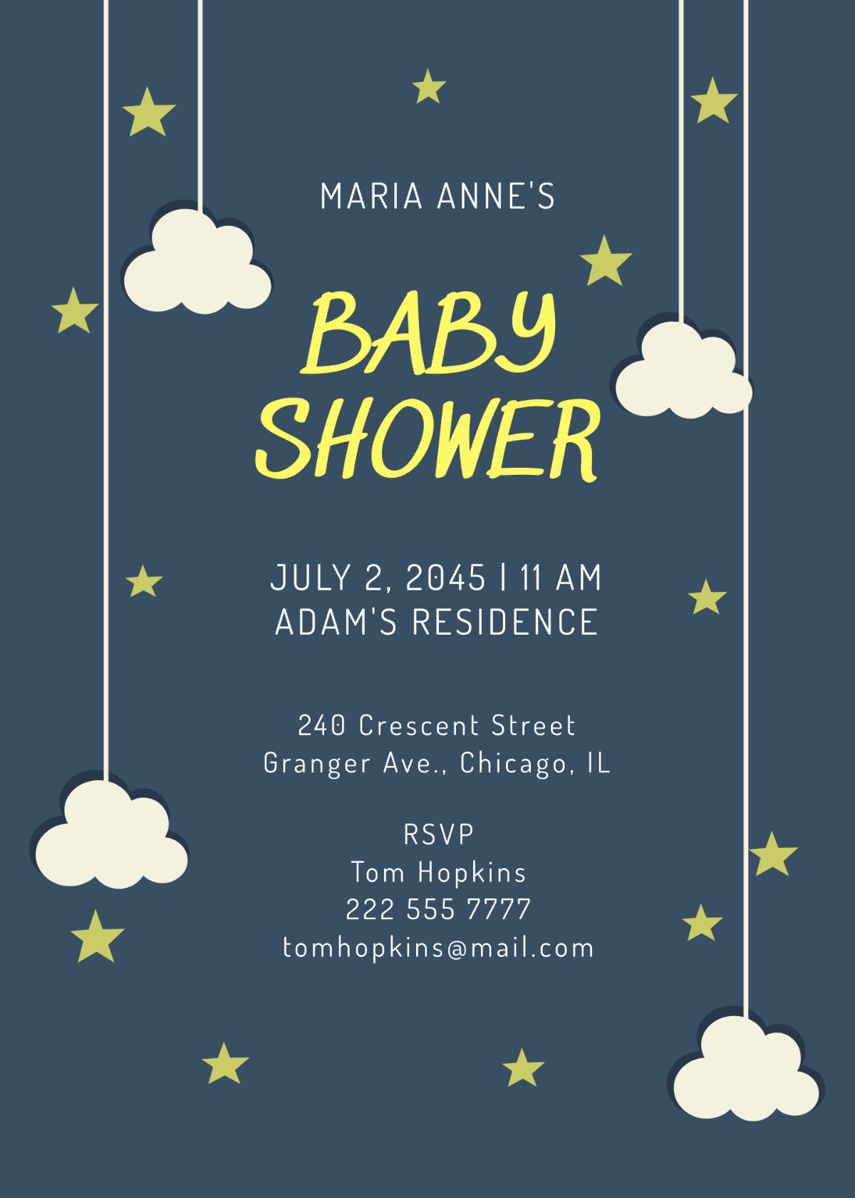 Twinkle Twinkle Star Baby Shower Invitation