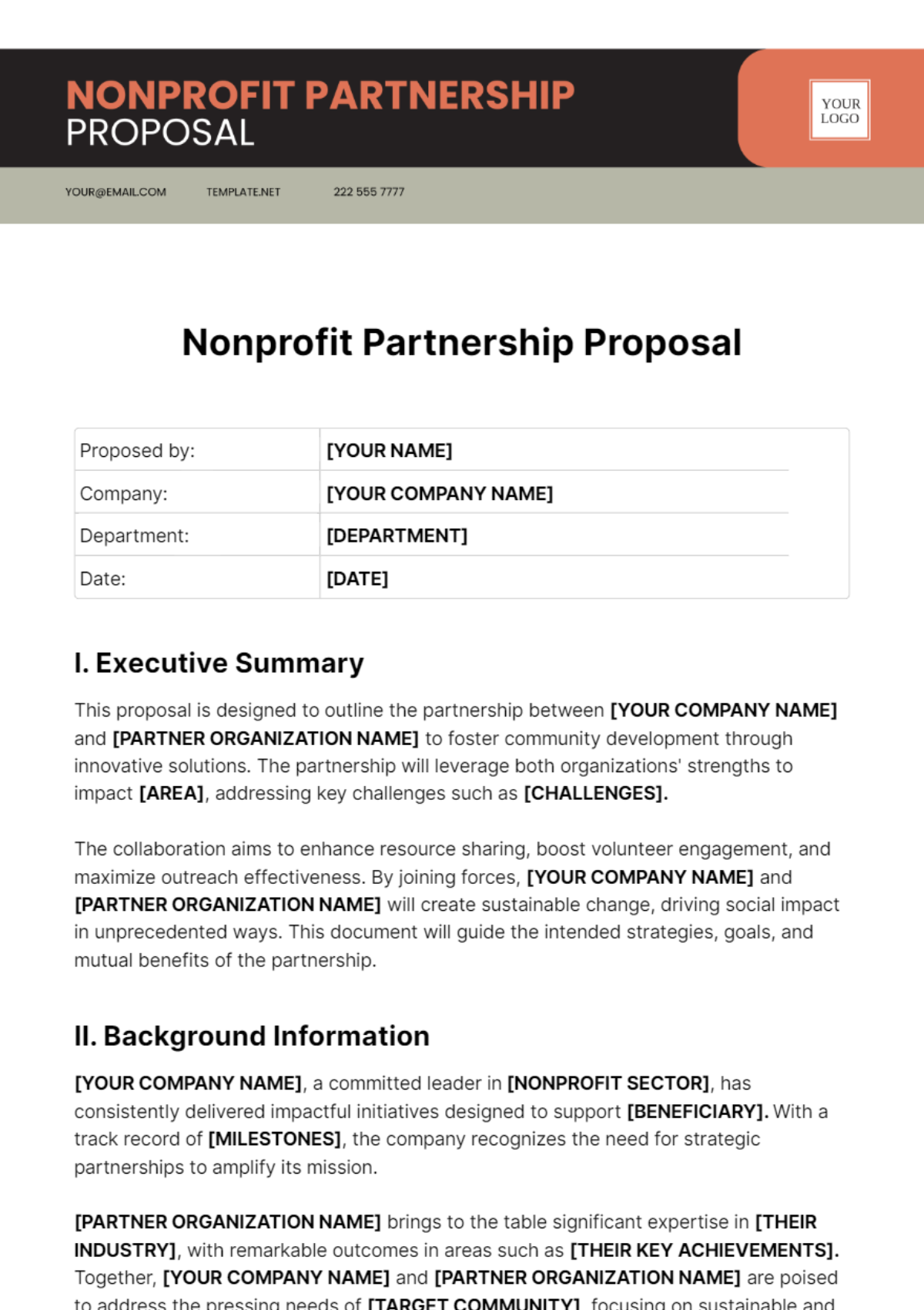 Free Nonprofit Partnership Proposal Template