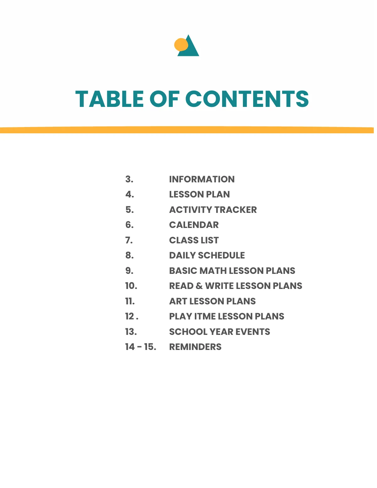 Free Preschool Lesson Planner Template to Edit Online