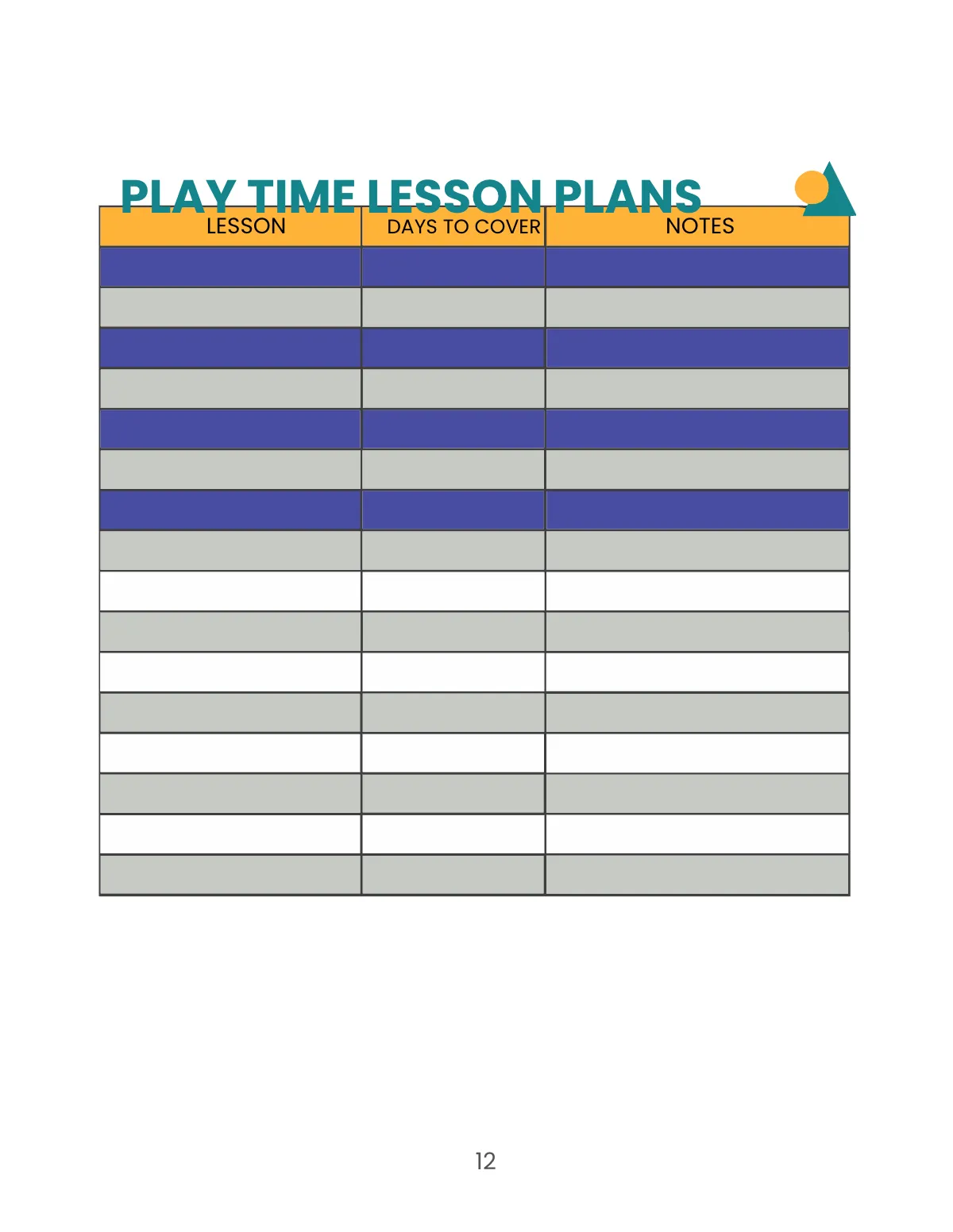 Free Preschool Lesson Planner Template to Edit Online