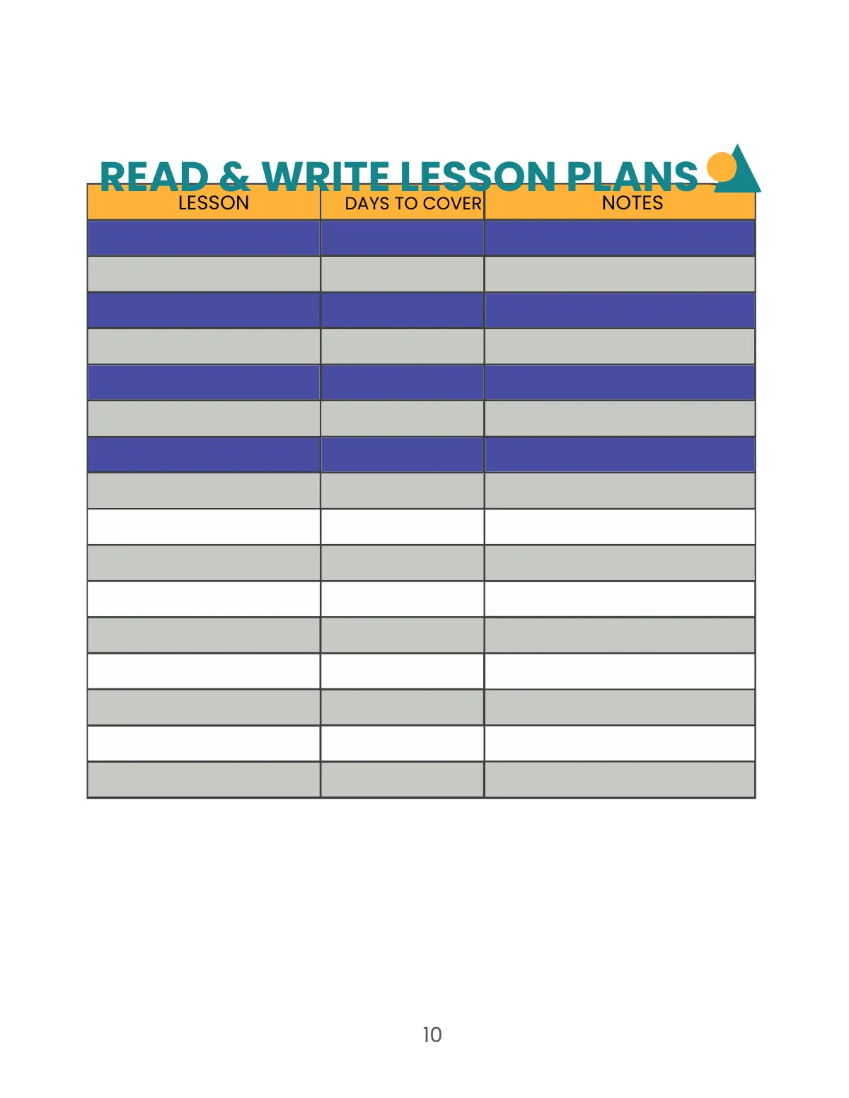 Free Preschool Lesson Planner Template to Edit Online