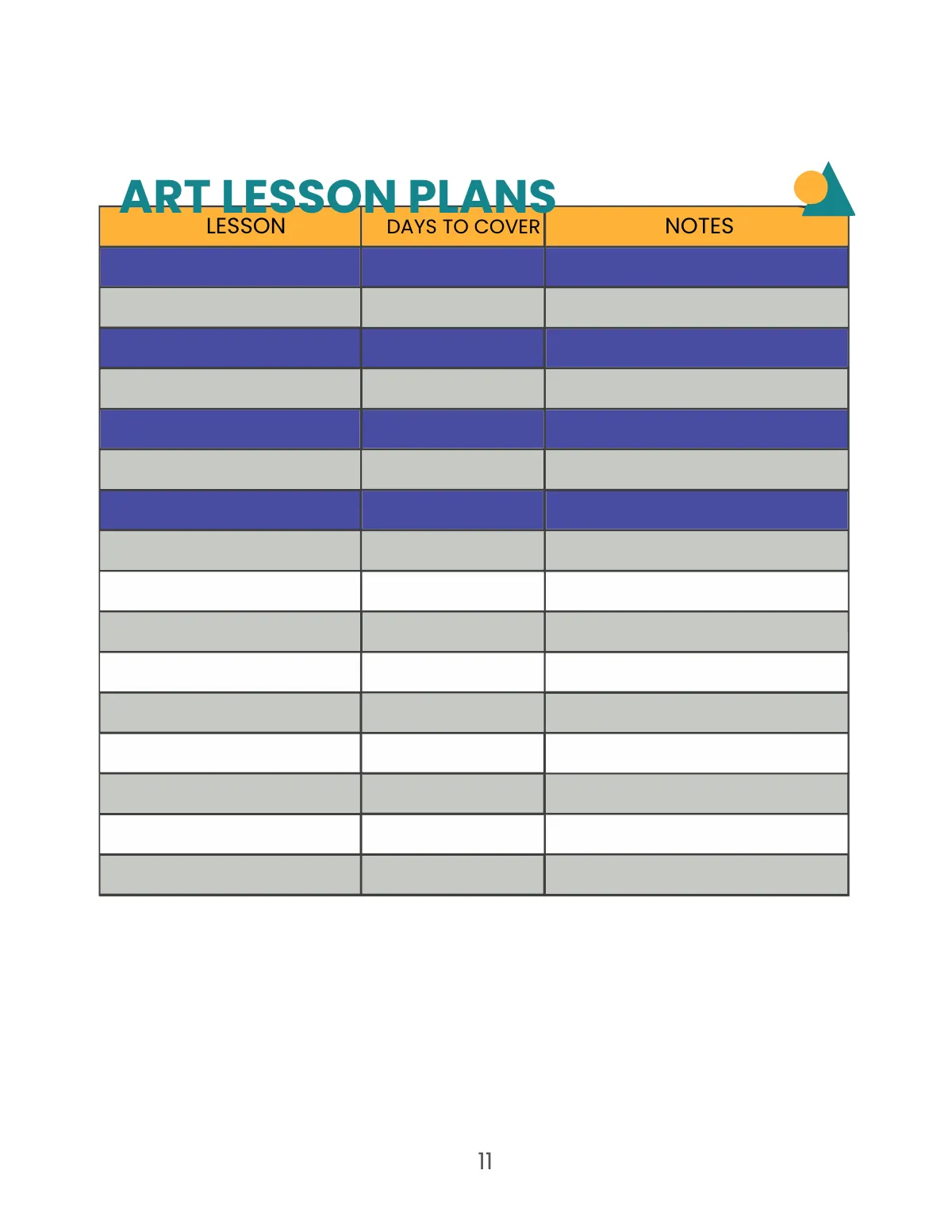 Free Preschool Lesson Planner Template to Edit Online