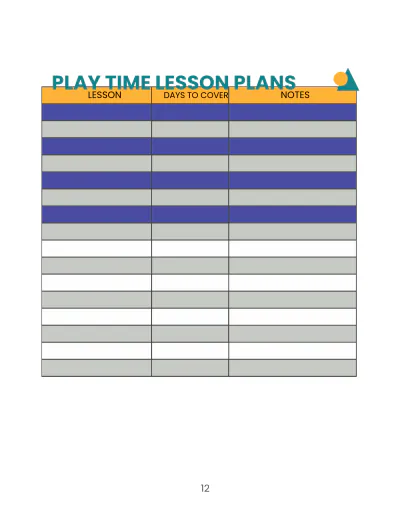 Free Preschool Lesson Planner Template to Edit Online
