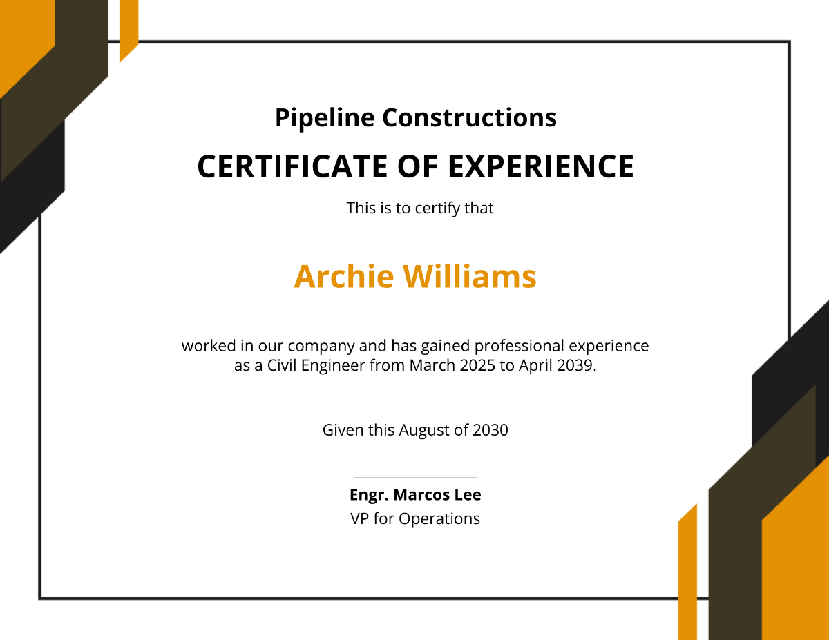 Basic Construction Certificate Template