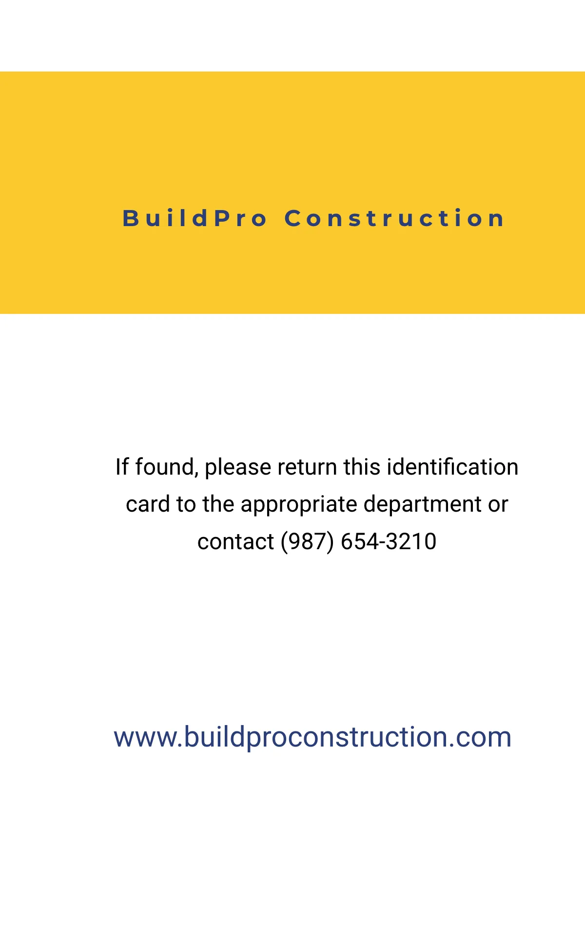 Free Editable Construction ID Card Template to Edit Online