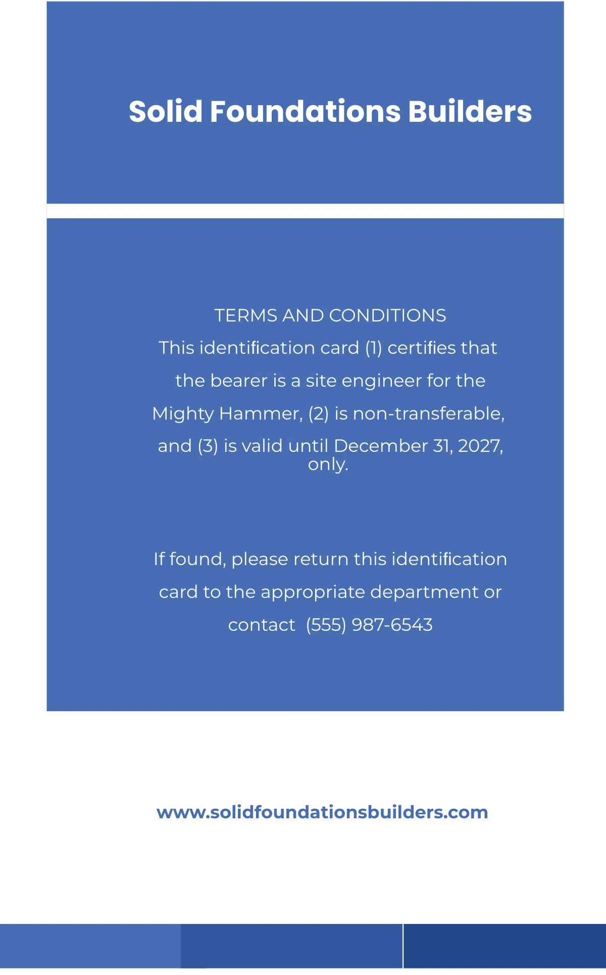 Free Simple Construction ID Card Template to Edit Online