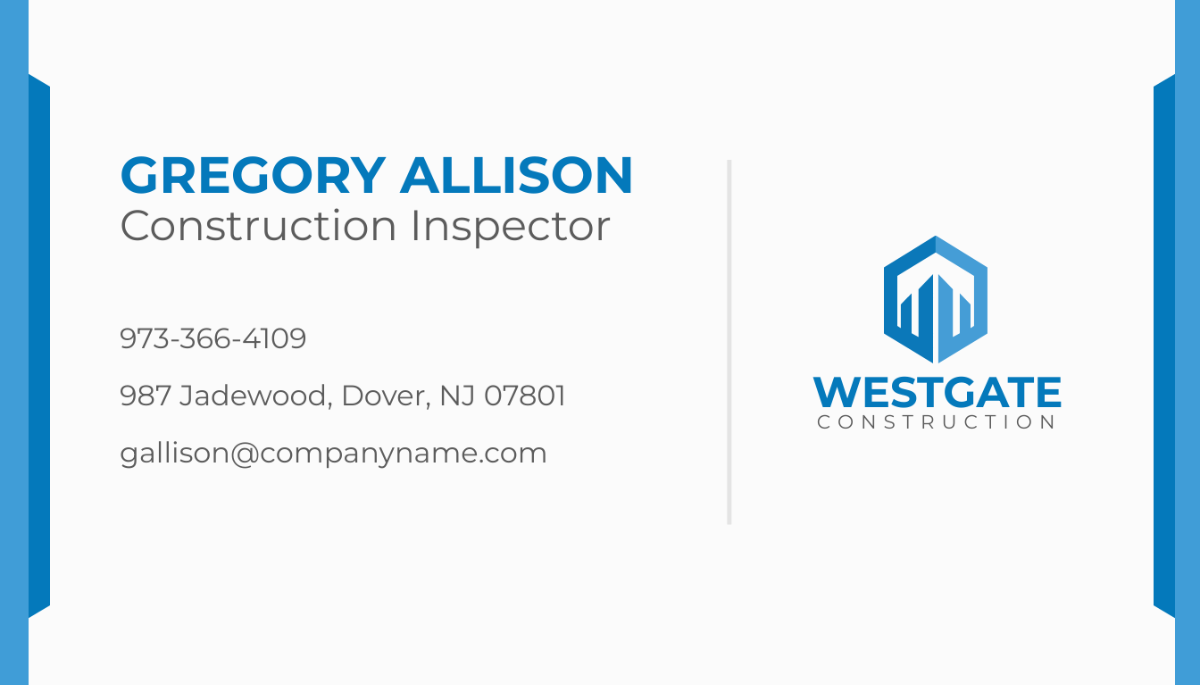 Free Simple Construction Business Card Template