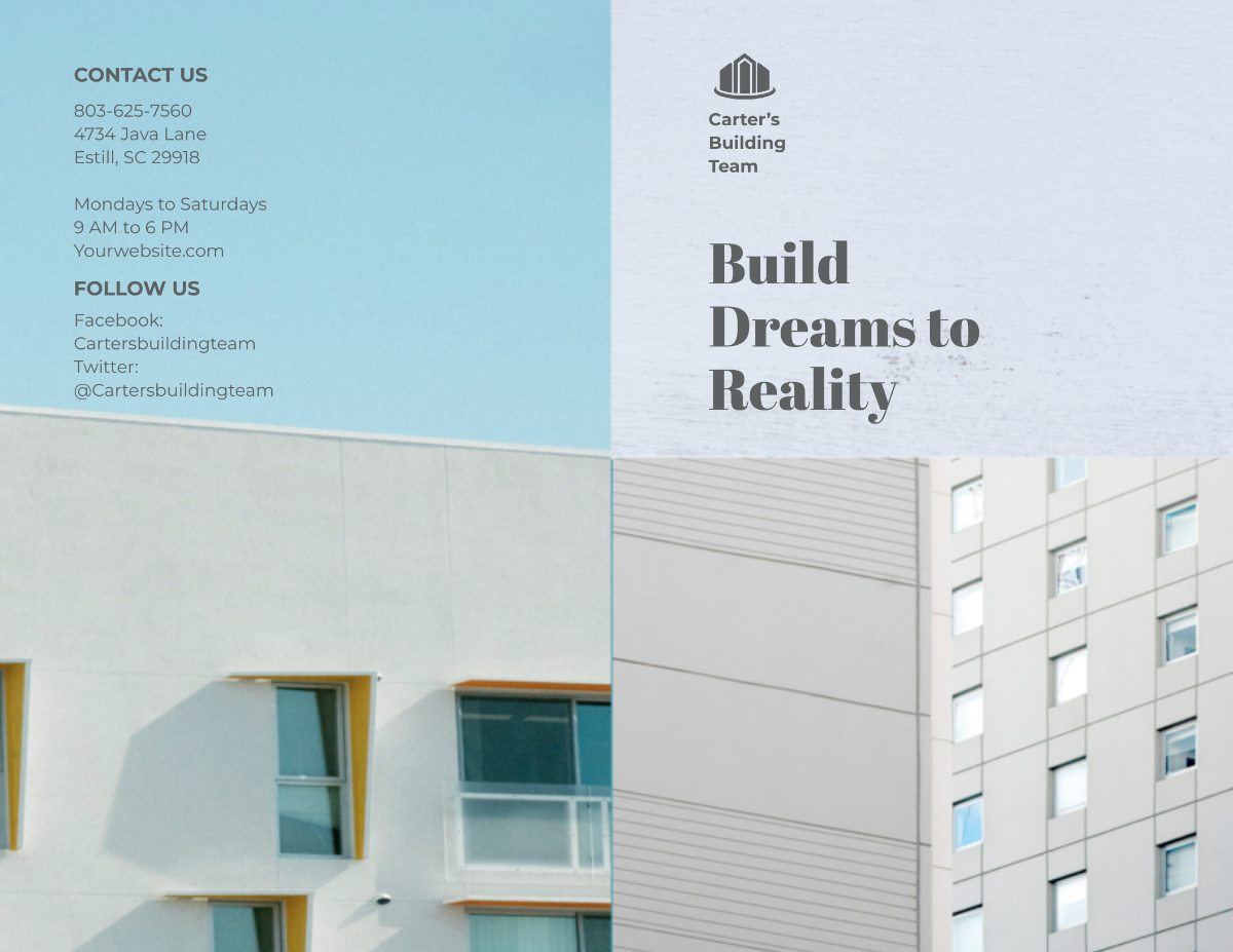 Free Apartment Construction Bi-Fold Brochure Template