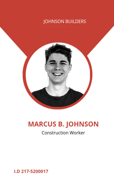 Free Vertical Construction ID Card Template to Edit Online