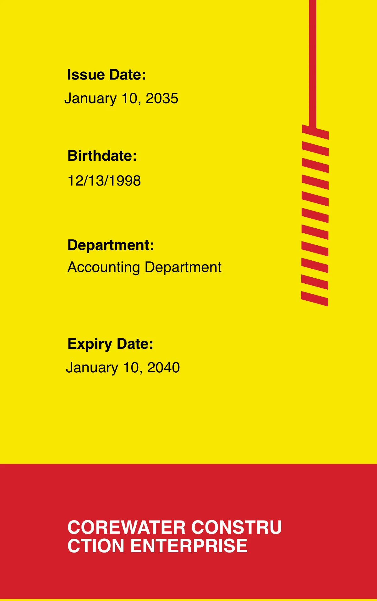 Free Construction Security ID Card Template to Edit Online