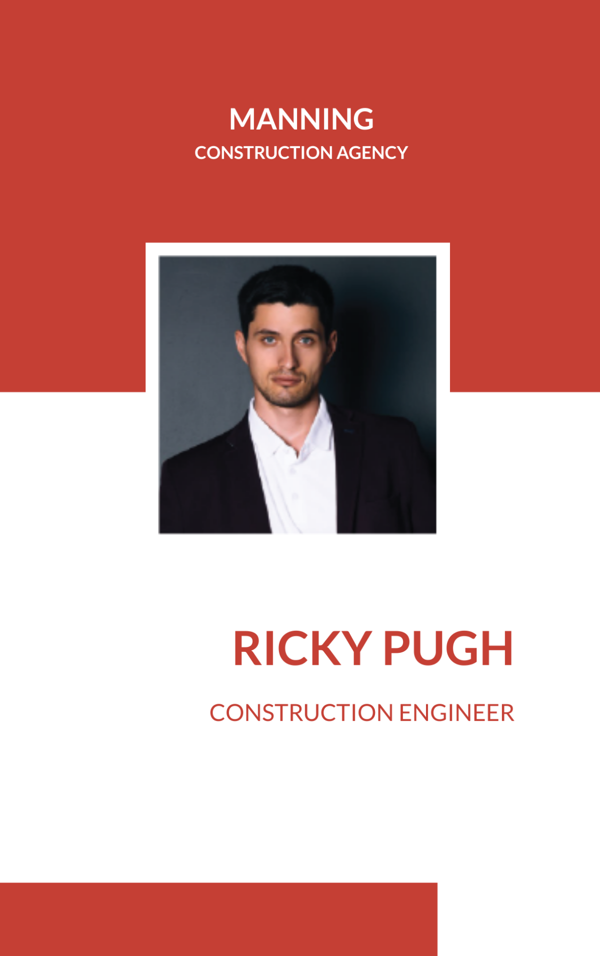 Construction Engineer ID Card Template