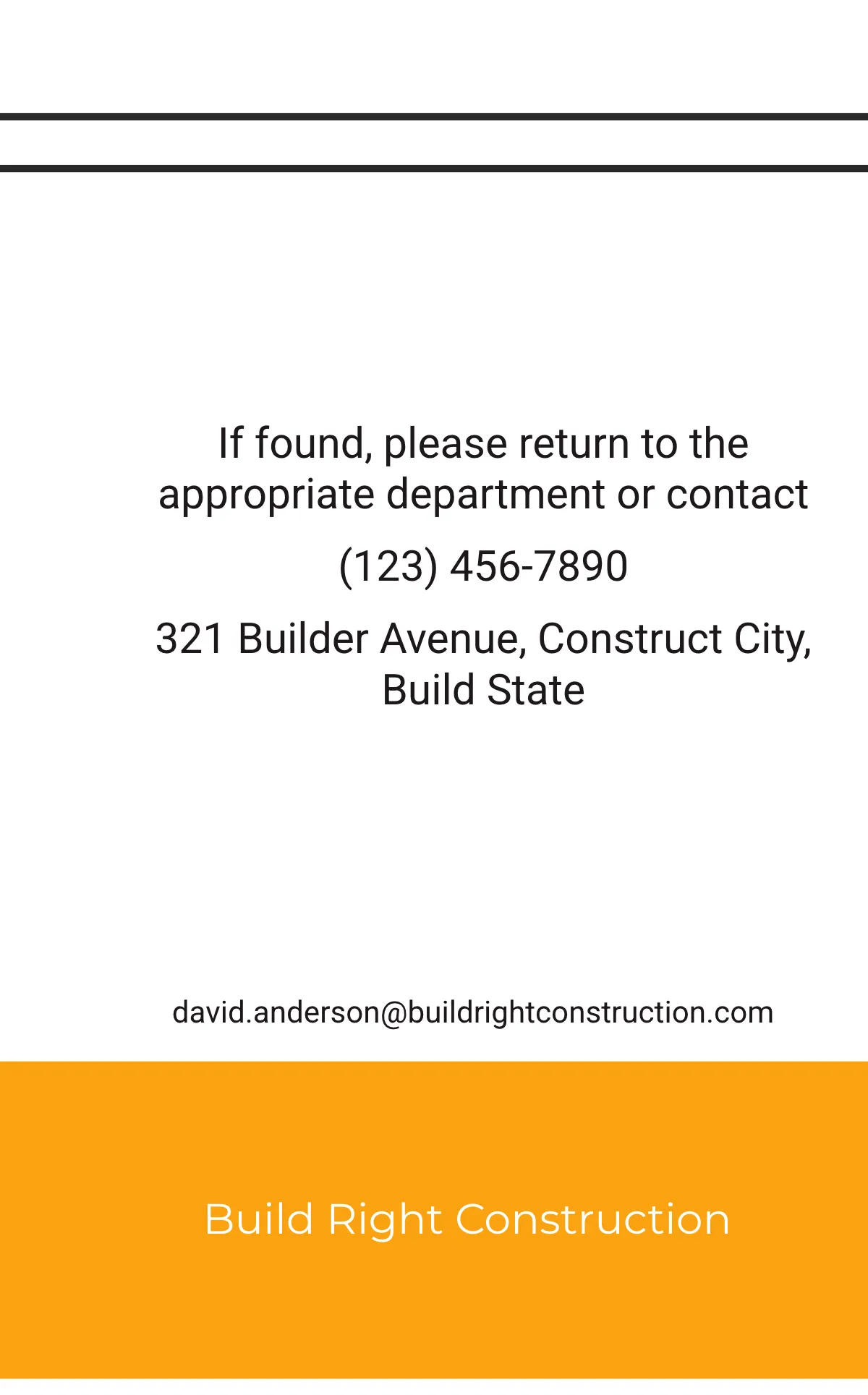 Free Construction Company ID Card Template to Edit Online