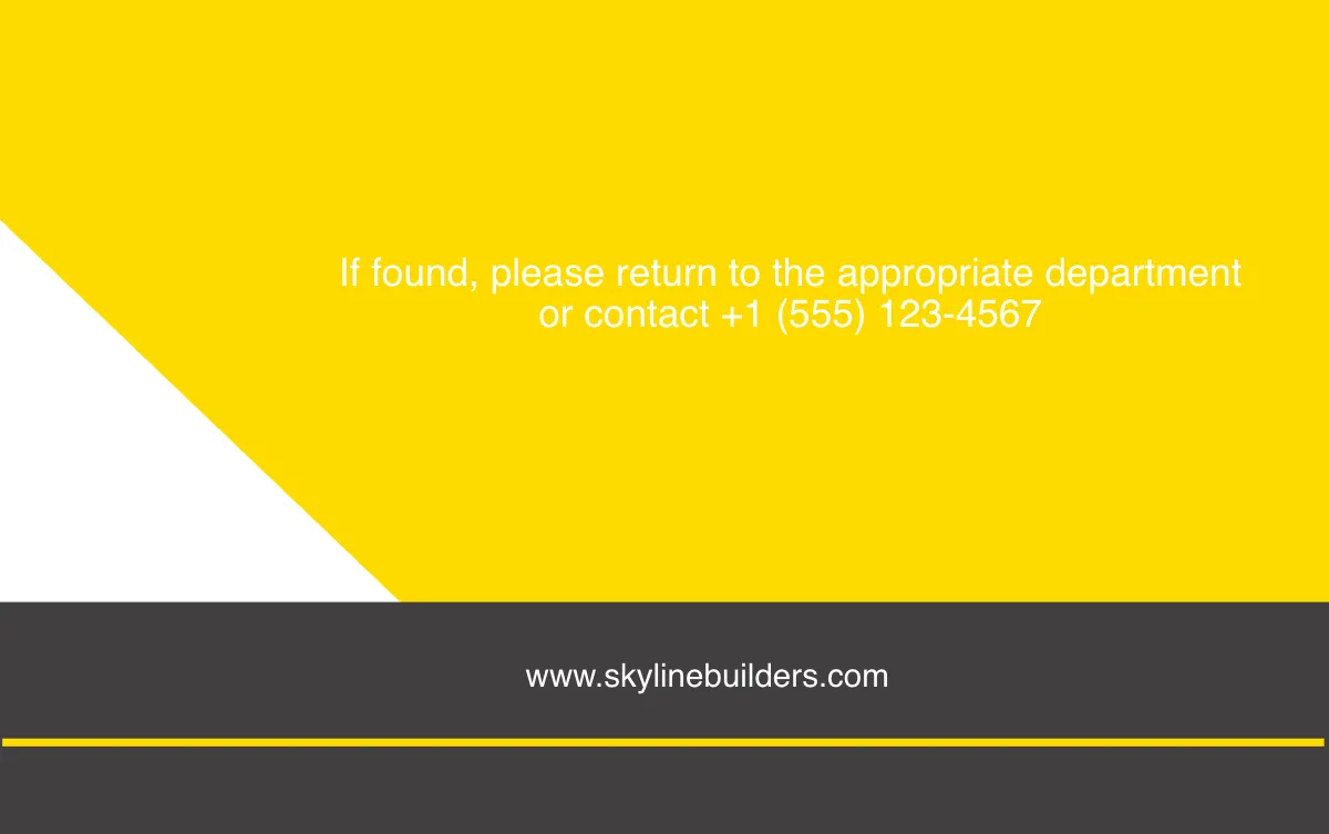 Free Horizontal Construction ID Card Template to Edit Online