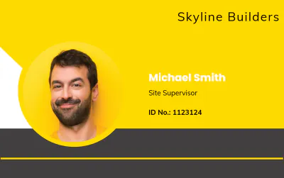 Free Horizontal Construction ID Card Template to Edit Online