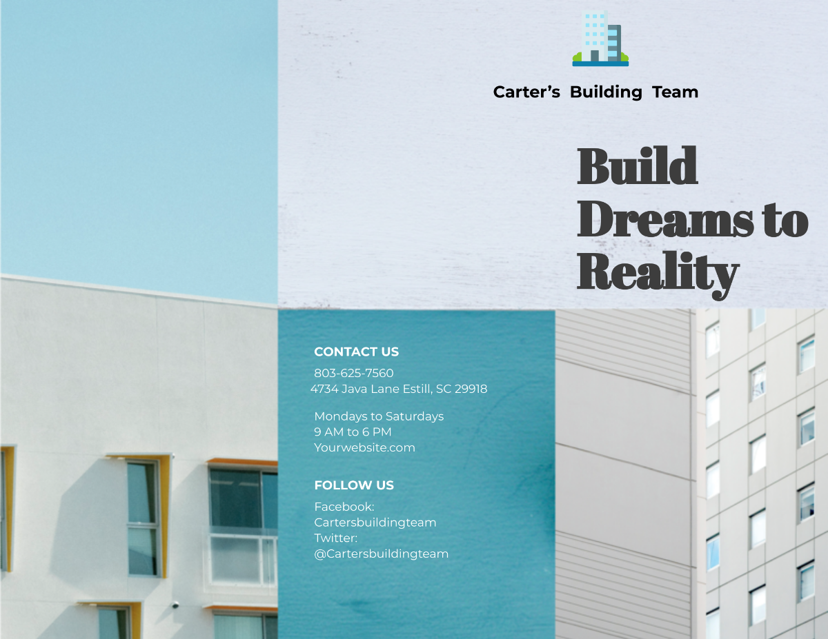 Free Apartment Construction Tri-Fold Brochure Template