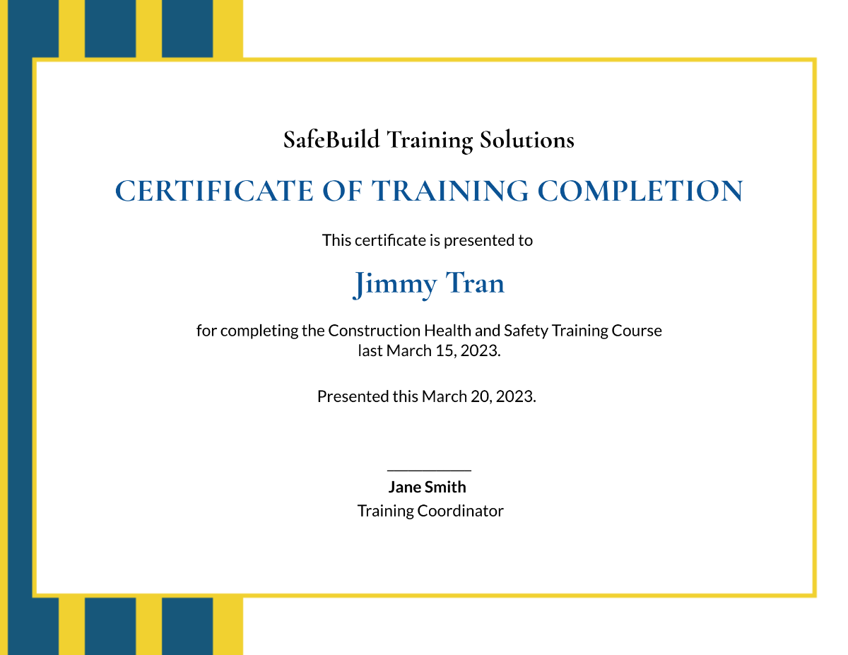 Construction Training Certificate