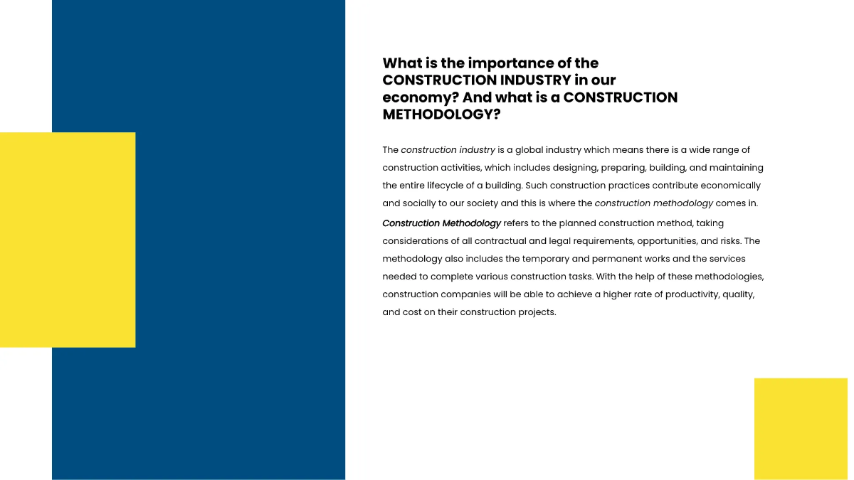 Free Construction Methodology Presentation Template to Edit Online