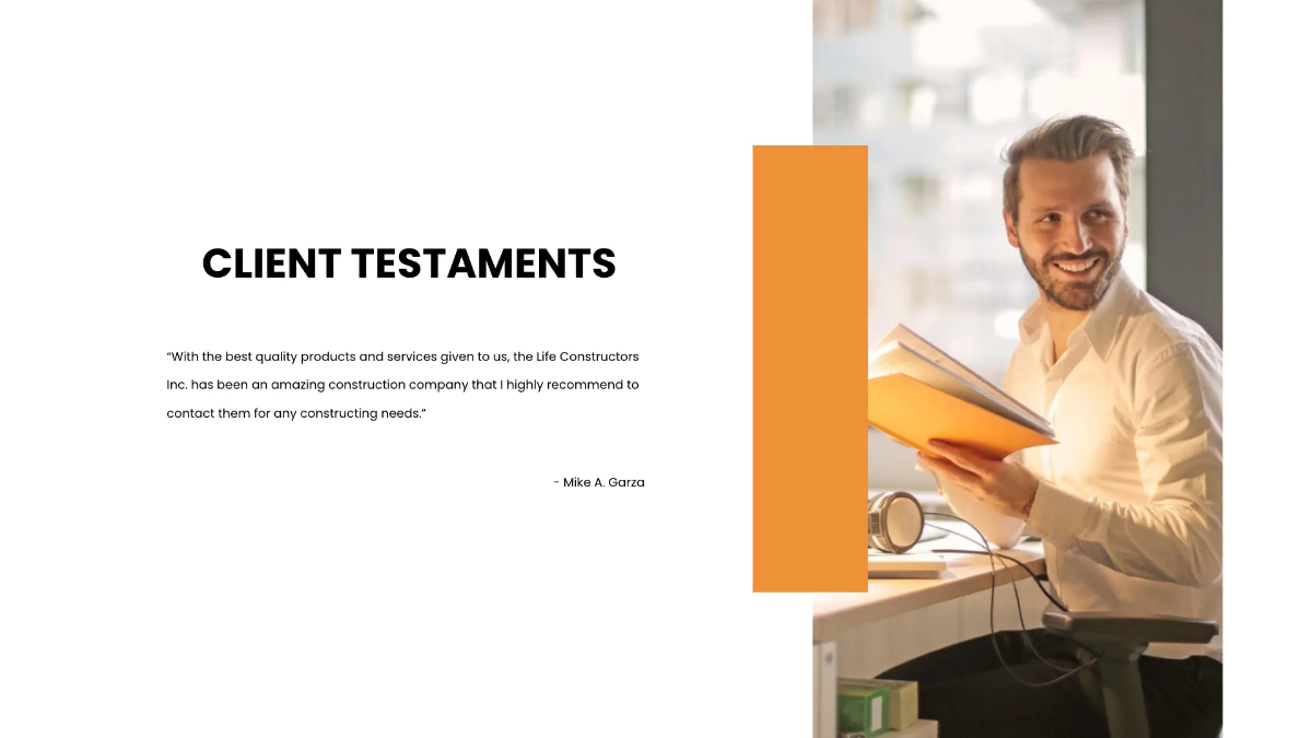 Free Construction Company Presentation Template to Edit Online